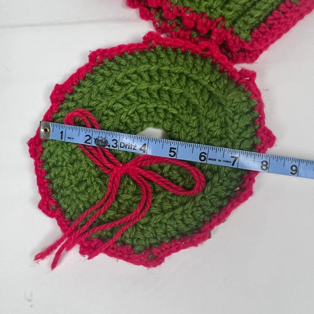 Crochet Christmas Potholders Set of‎ 3 Hot Pads Coasters Green Red Holiday Decor